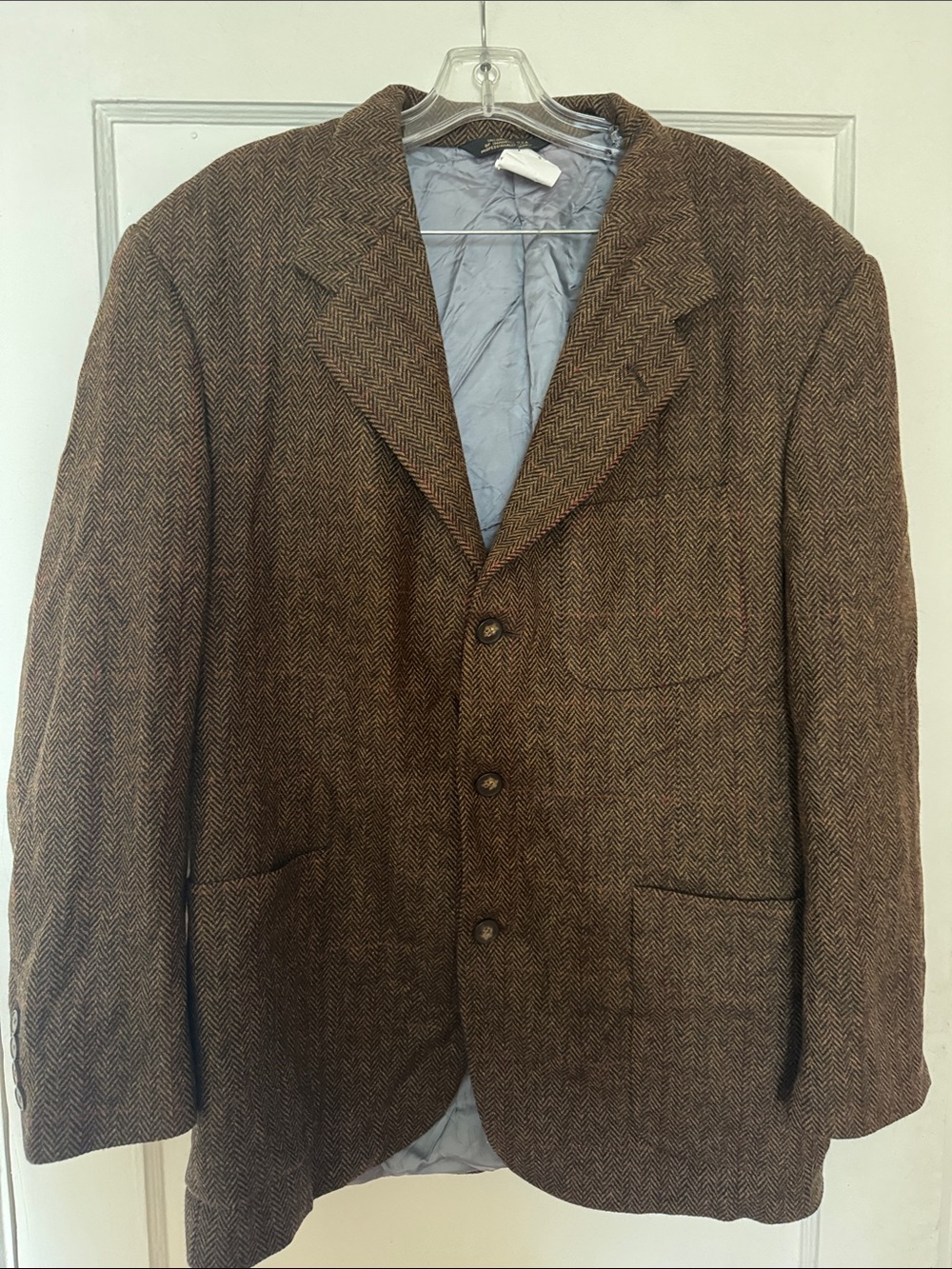 Oversized Brown Herringbone Wool Blazer
